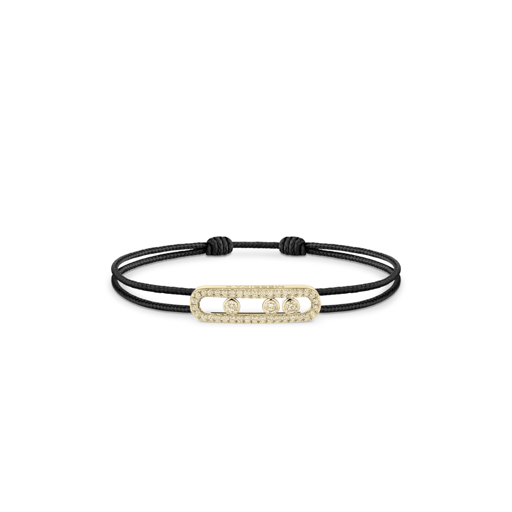 Mes1kaa Mes1kaa care(s) black cord pavÉ bracelet yellow gold d1am0nd bracelet 14141